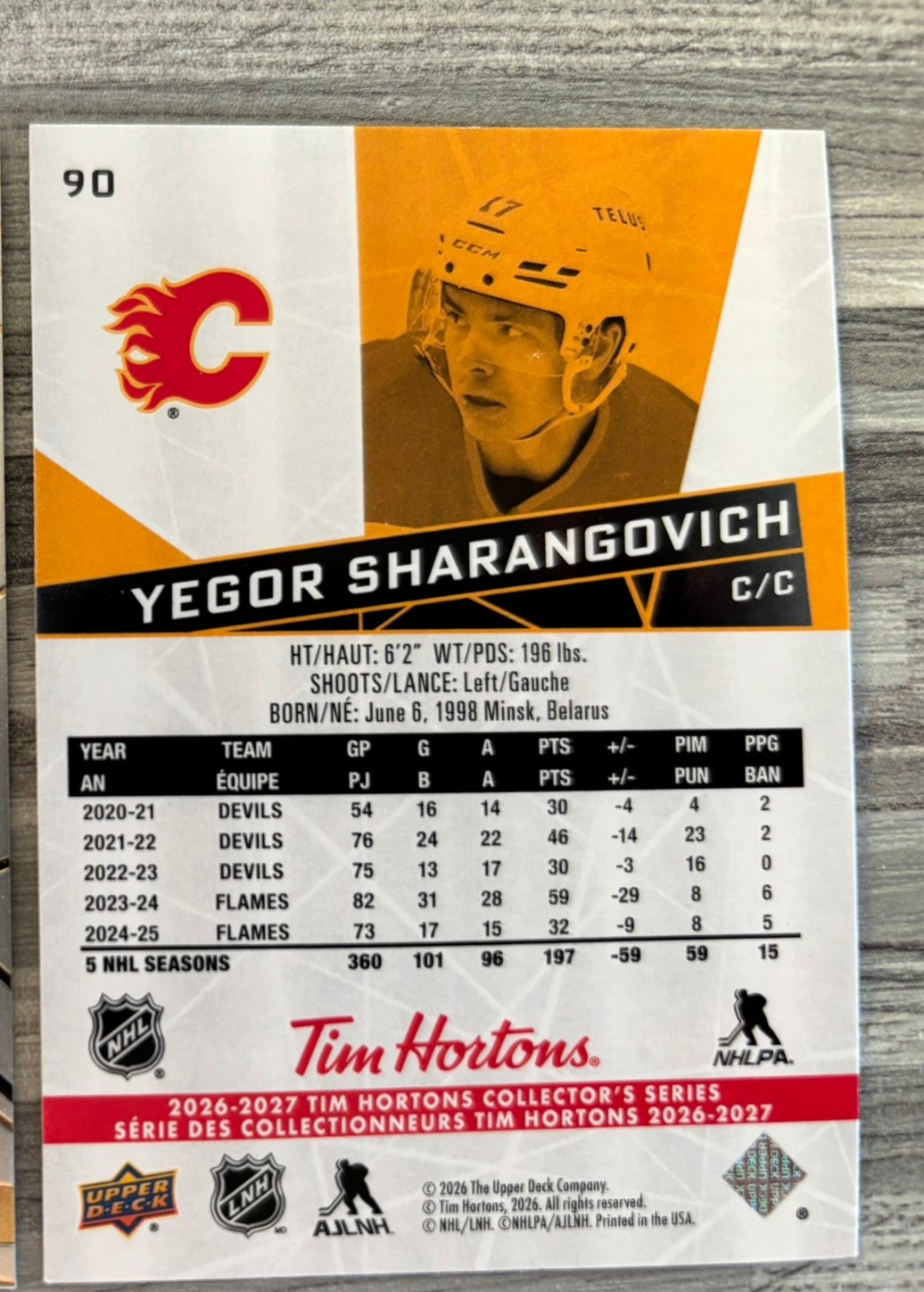 2026-27 Upper Deck Tim Hortons Collector'S Series — Yegor Sharangovich · #90 — Verso