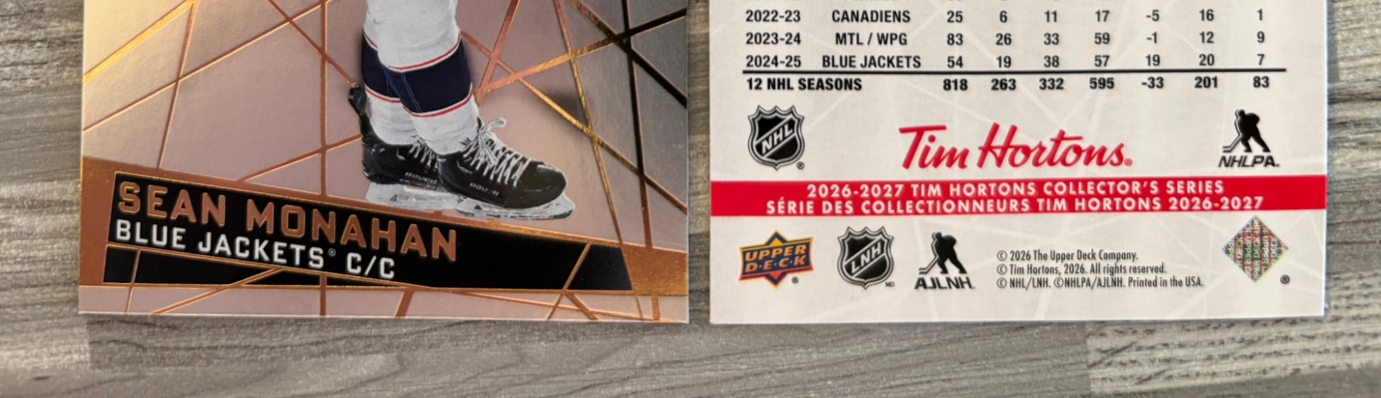 2026-27 Upper Deck Tim Hortons Collector'S Series — Sean Monahan · #67 — Verso