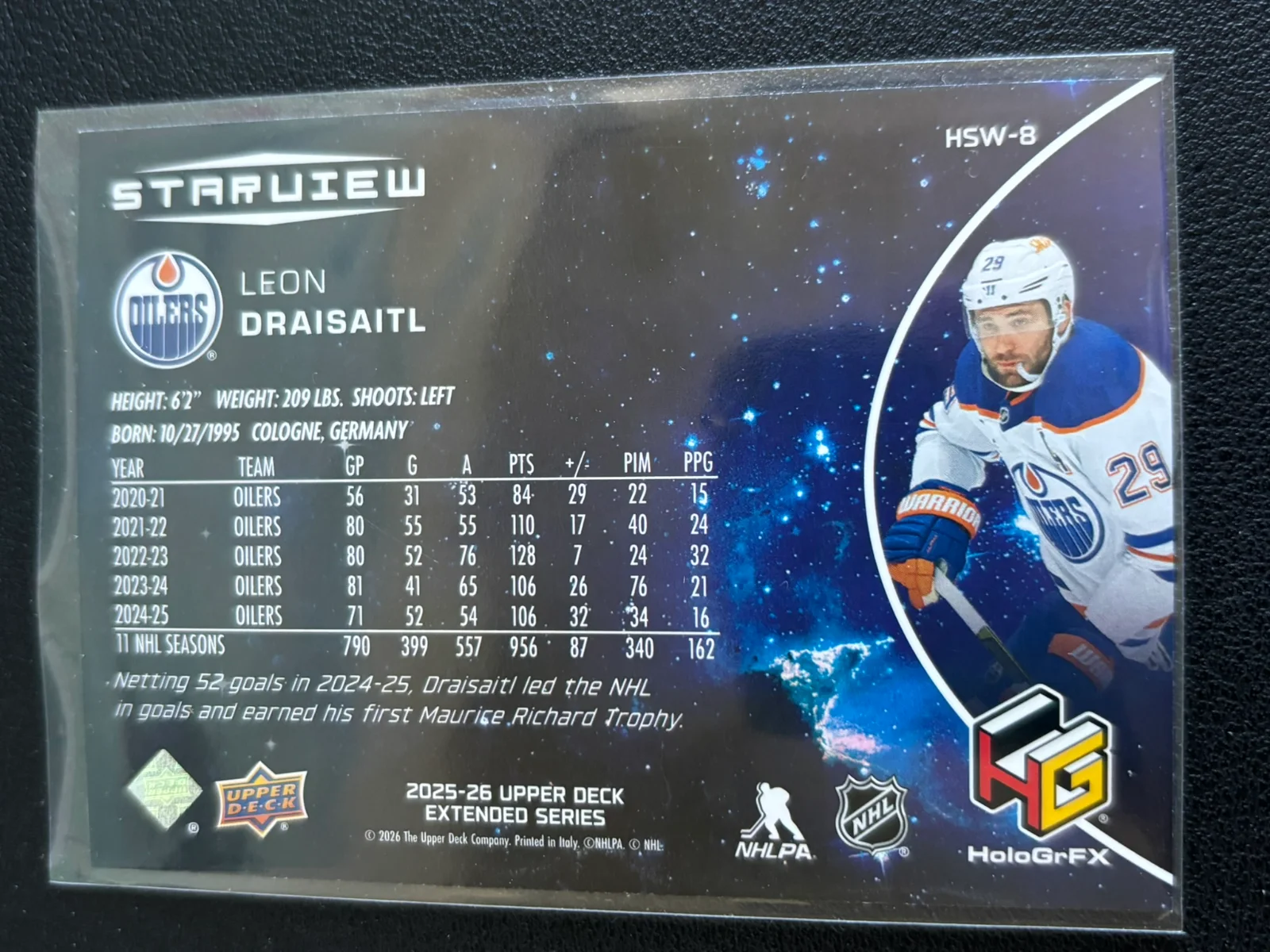 2025-26 Upper Deck Extended Series — Leon Draisaitl · Starview · #HSHV-8 — Verso