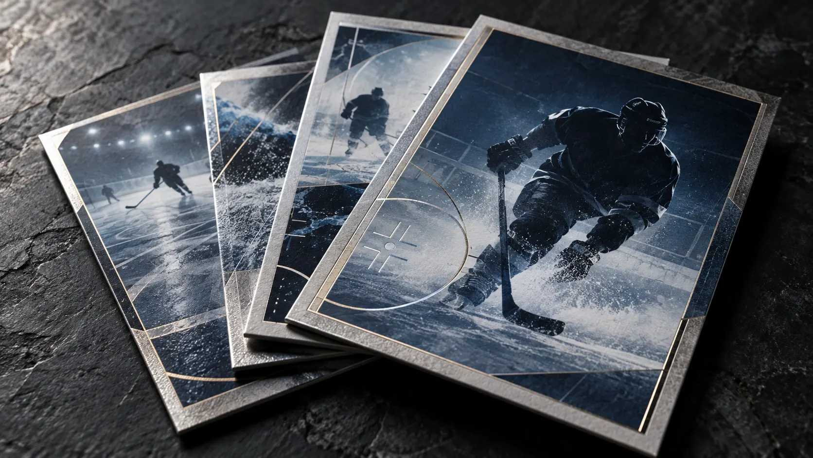 An arrangement of collectible hockey cards